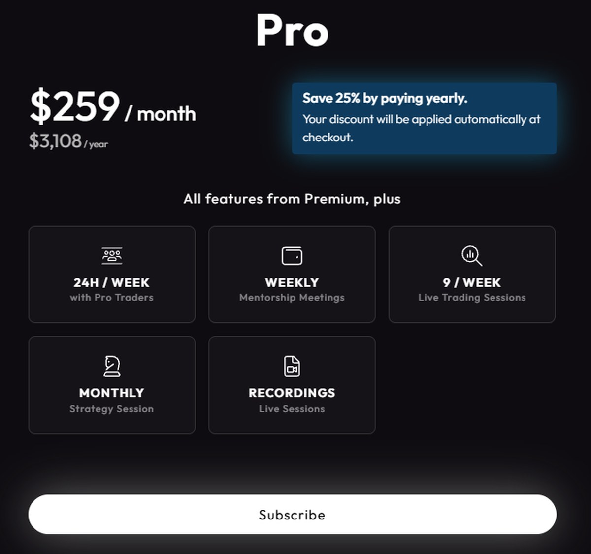 MenthorQ pricing for the Pro plan and the mentoring features it adds over Premium